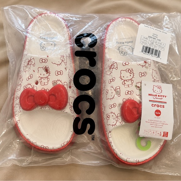 CROCS Shoes - CROCS Red Hello Kitty Glitter Slide